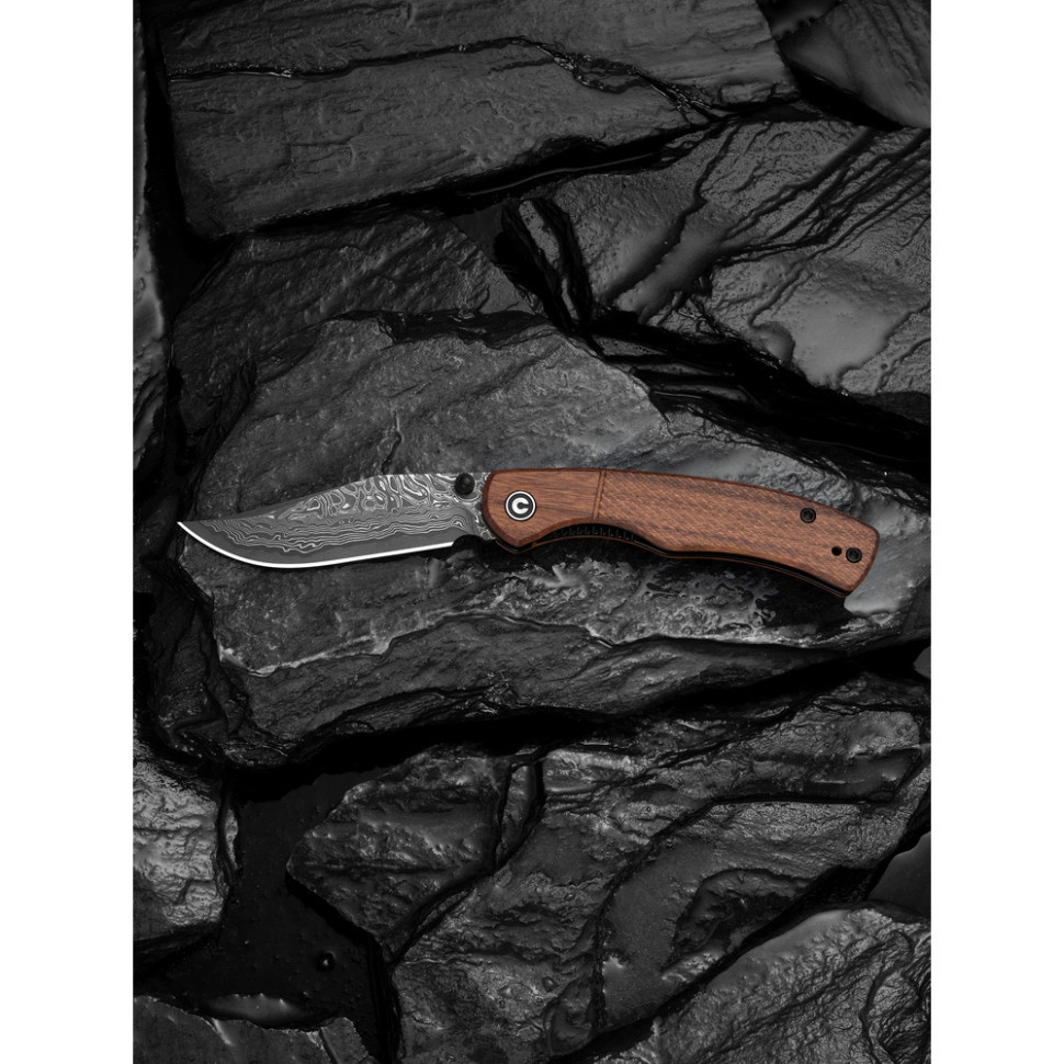 Нож складной карманный Civvi Clingman (7.6 см) Damascus / Guibourtia Wood дерево Киев - изображение 9