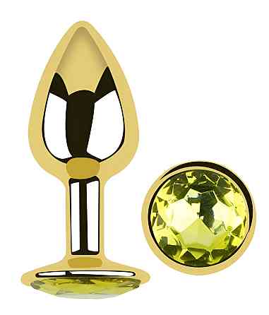 Анальная пробка с кристаллом EGZO - Gold Round Plug Lime size S Sex Aura Киев