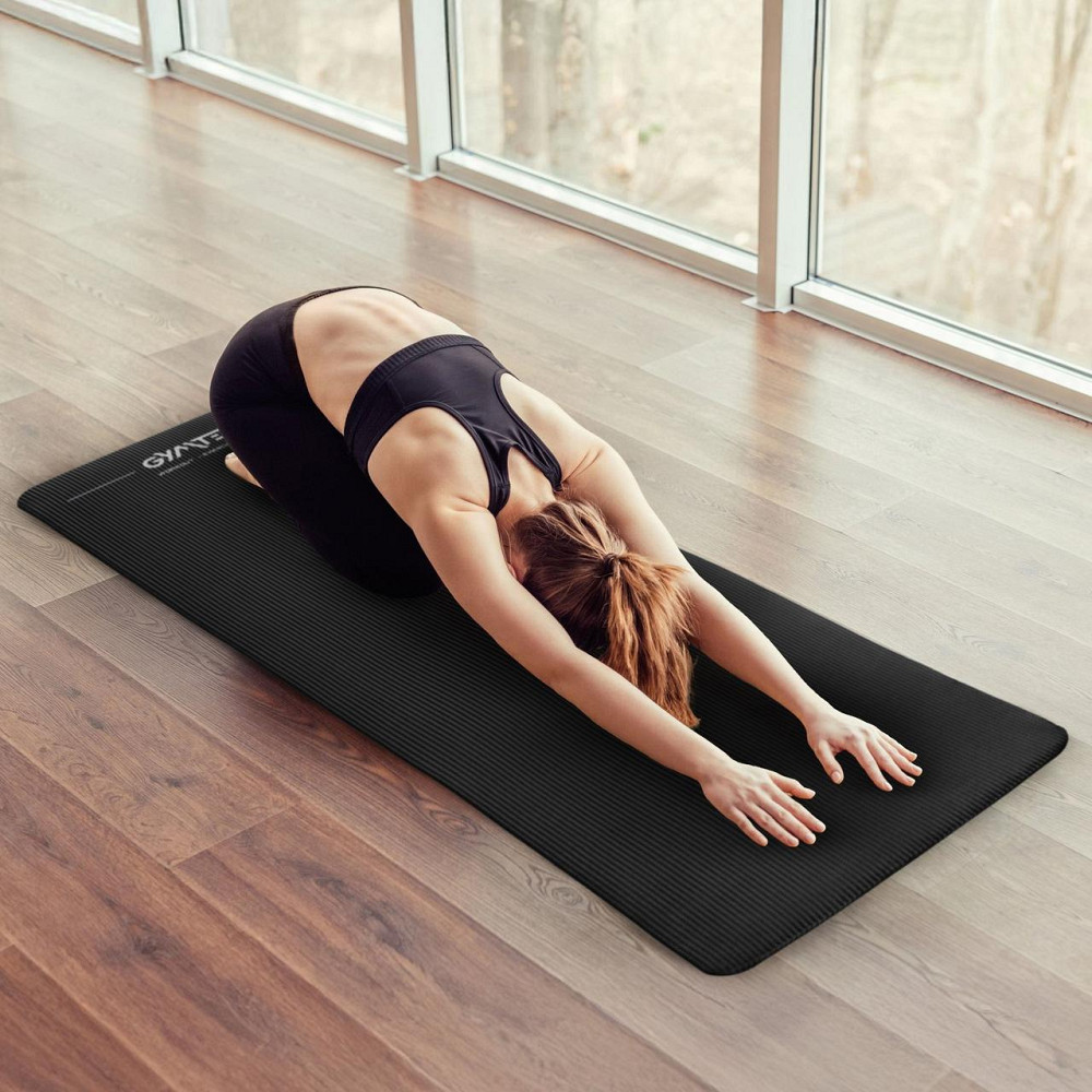 Коврик (мат) для йоги и фитнеса Gymtek NBR 1см черный Киев - изображение 10