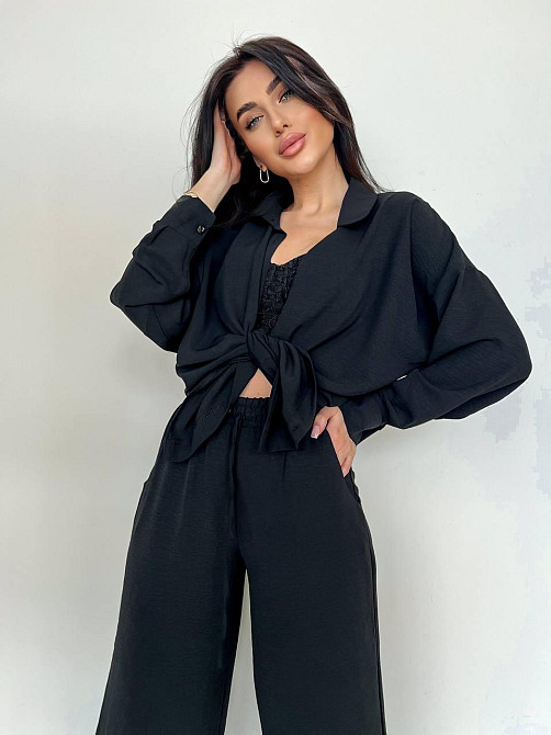 Женский стильный привлекательный костюм американский креп Черный, 44/46 Одесса - изображение 7