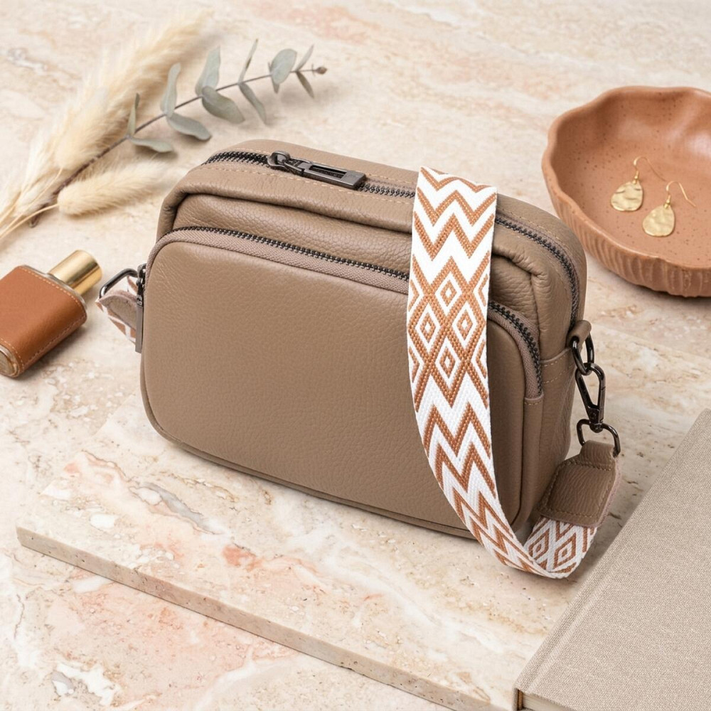 Жіноча сумка крос-боді з натуральної шкіри Vintage 22293 Бежева Київ - фото 11