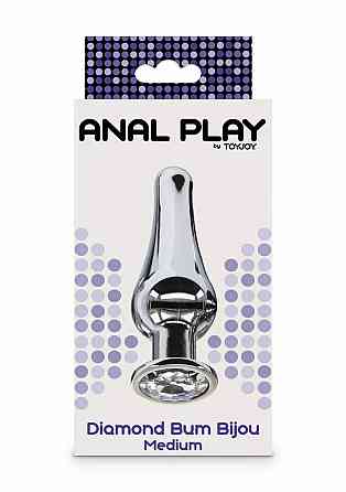 Анальная пробка с кристаллом Toy Joy Diamond Bum Bijou серебристый, Medium Sex Aura Киев