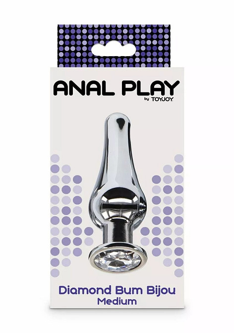 Анальная пробка с кристаллом Toy Joy Diamond Bum Bijou серебристый, Medium Sex Aura Киев - изображение 5