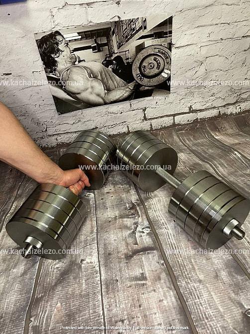 Комплект 105 кг Штанга + W-подібний гриф + Гантелі набірні Гантелі, гирі, штанги та диски металеві диски Київ - фото 18
