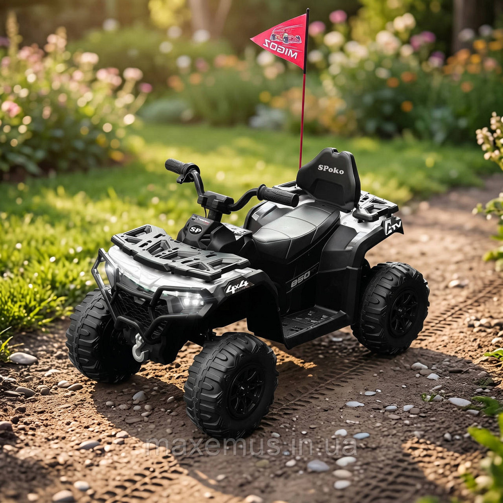 Детский электроквадроцикл Spoko SP-918 Черный (12V, 2 мотора, с пультом ДУ и Bluetooth) на аккумуляторе для детей от 3 лет Мостиска - изображение 8