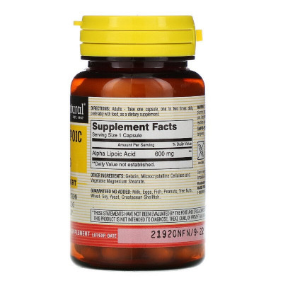 Вітамін Mason Natural Альфа-ліпоєва кислота 600 мг, Alpha-Lipoic Acid, 30 капсул (MAV-17228) Вінниця - фото 2