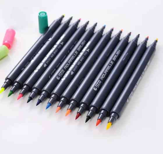 Набір маркери STA 80 кольорів двосторонні акварельні для скетчінгу 4 органайзери в комплекті Відеоогляд! Кам'янець-Подільський