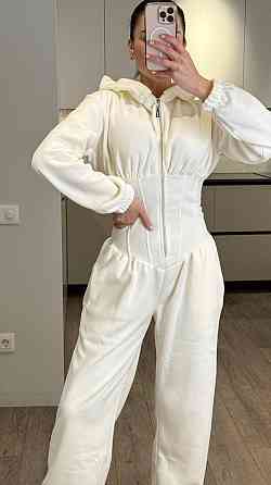 Жіночий стильний теплий корсетний комбінезон двосторонній фліс Молочний, 44/46 Одеса