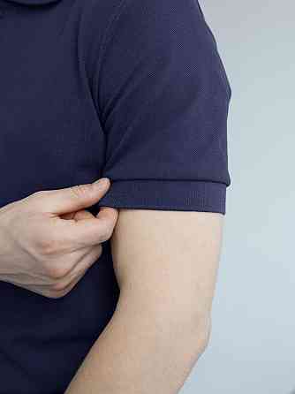 Темно-синее мужское классическое поло на пуговицах Pobedov. Футболка поло Pobedov Royal синяя Киев