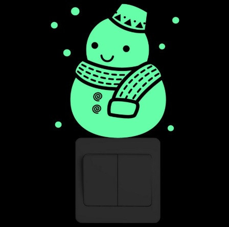 Новорічна наклейка на вікно Сніговик 15 на 10 см салатовий Київ - фото 1