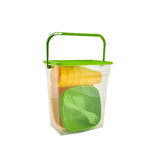 Набір посуду для пікніку "Подарунковий" оливковий/темно-жовтий Алеана Житомир - фото 1