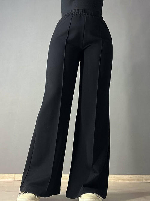 Брюки женские MY CITY 8286 палаццо-клеш с высокой посадкой черные, черный, SM Киев - изображение 11