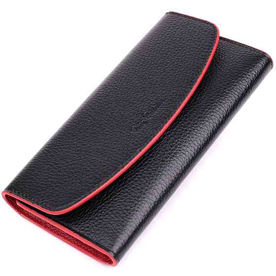 Жіночий гаманець із трикутним клапаном із натуральної шкіри Чорний (Tony Bellucci) Київ