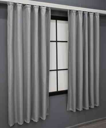 Комплект коротких штор VR-Textil Льон-блекаут № 1397ш Сірий 130х170см 2 шт (35-0166) Київ