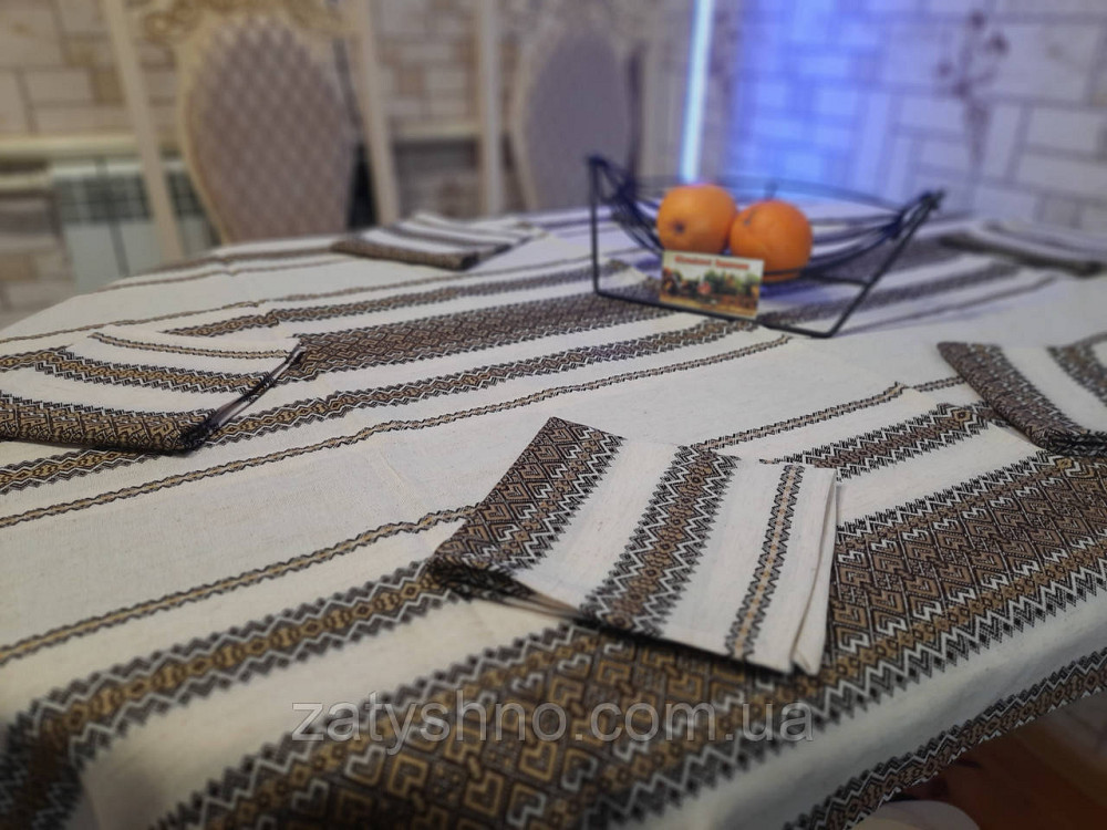 Скатерть на льне вышитая кофейная Киев - изображение 7