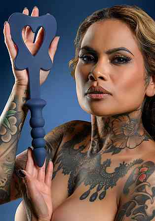 Силиконовая шлепалка с держателем в виде анальной пробки Taboom Silicone Supreme, синий Sex Aura Киев