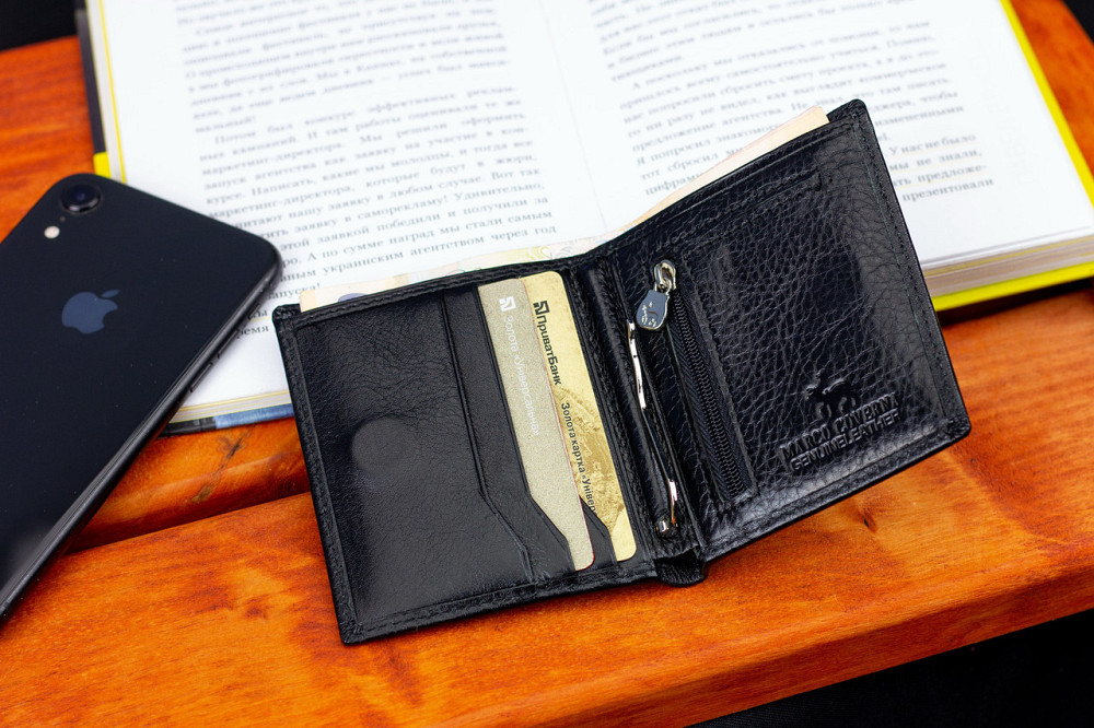 Черное маленькое портмоне на магните с зажимом MARCO COVERNA MC-101Н-1 Каменское - изображение 9