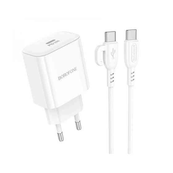 Мережевий зарядний пристрій з кабелем BOROFONE BA81A single port PD20W charger set (Type-C to Type-C) (EU) Одеса