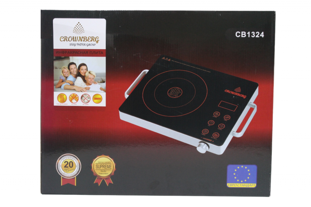 Інфрачервона плита Crownberg CB-1324, 1 конфорка, сенсорне керування, таймер, склокераміка, 2000 Вт Одеса - фото 2