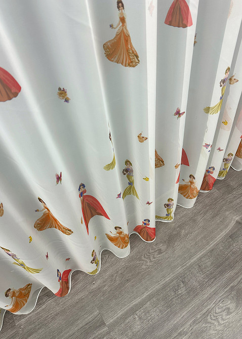 Тюль шифоновая с принтом цвет молочный с разноцветным 1936т Киев - изображение 4