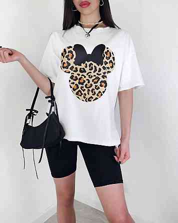 Женский летний костюм двойка: футболка с микки маусом и велосипедки турецкий кулир Черный 2, 42/44 Одесса