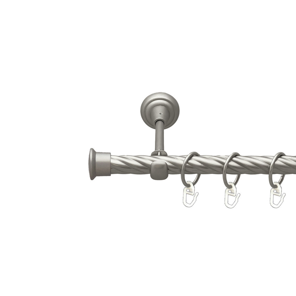 Карниз Orvit Дуо металевий однорядний відкритий скручена труба кільце металеве Сатин 19 мм 160 см Львов - изображение 1