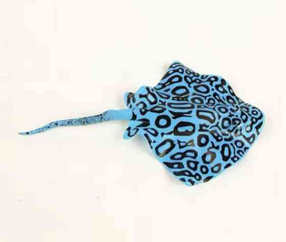 Скат искусственный для аквариума силиконовый люминесцентный светящийся декор в аквариум 16 на 9 см синий Киев