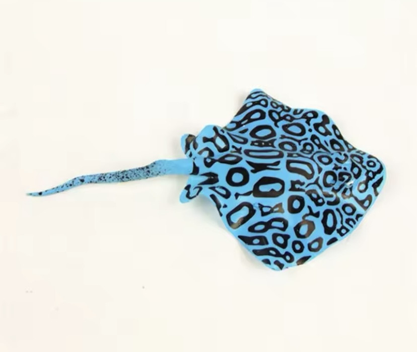 Скат для акваріума штучний силіконовий та люмінесцентний в темноті світяться декор в акваріум розмір 16*9 см синій Київ - фото 5