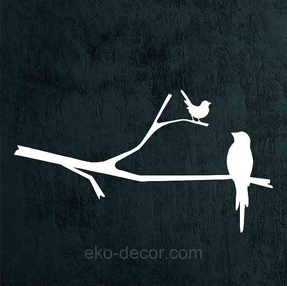 Декоративное настенное Панно «Птичка на ветке», Декор на стену 70*38 см, Белый Киев