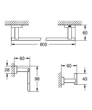 Набор аксессуаров 3 в 1 Grohe Essentials Cube New (40777001) Киев