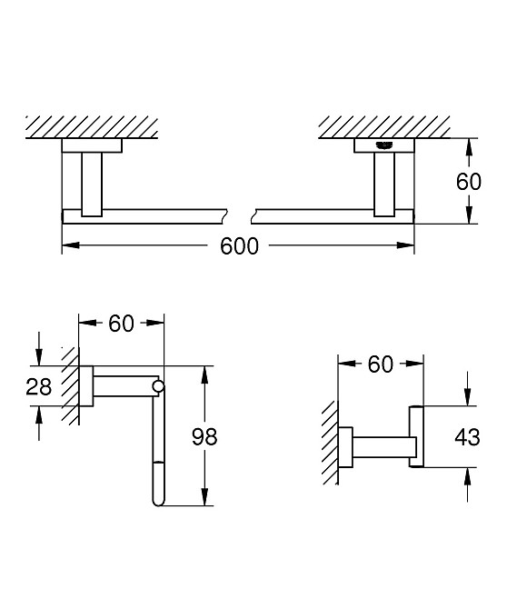 Набор аксессуаров 3 в 1 Grohe Essentials Cube New (40777001) Киев - изображение 2