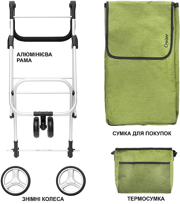 Сумка-тележка ShoppingCruiser 3 Wheels Green (650071) Киев - изображение 6