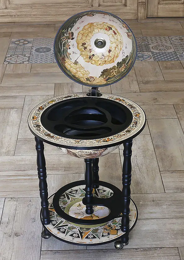 Глобус баров напольный Карта мира бежевый на черной основе сфера Киев - изображение 1