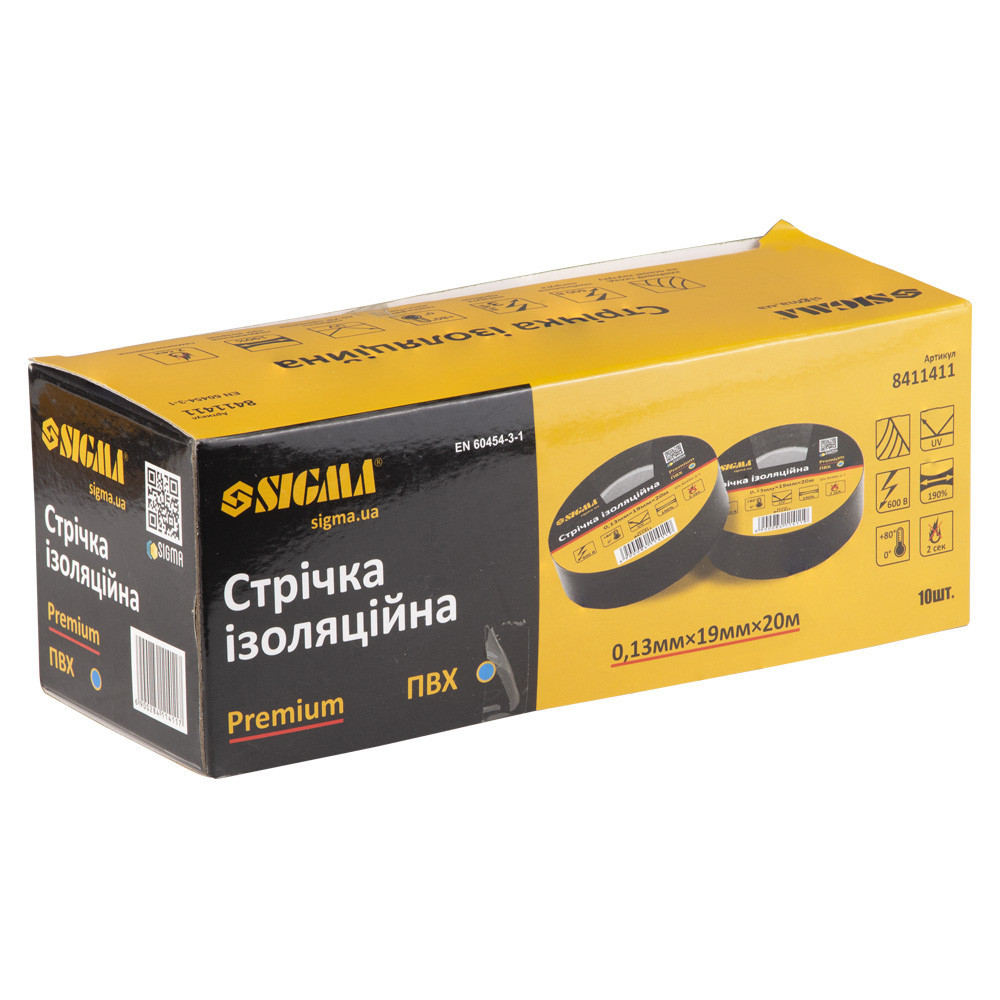 Стрічка ізоляційна ПВХ (синя) 0.13мм×19мм×20м Premium SIGMA (8411411) Рівне - фото 3