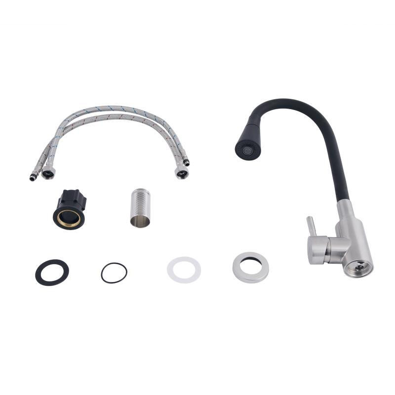 Змішувач для кухні Lidz Aria 015F31 з гнучким виливом LDARI015F31BNK31872 Black / Nickel сатин/чорний Київ - фото 4