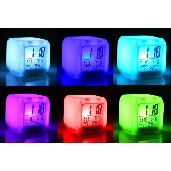 Годинник кубик хамелеон, що світиться, з температурою датою і будильником CX 508  8x8x8см Одеса - фото 7