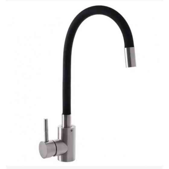 Смеситель для кухни MIXXUS SUS-011 REFLECTOR BLACK, с силиконовым гусаком, с нерж. стали, черный Харьков