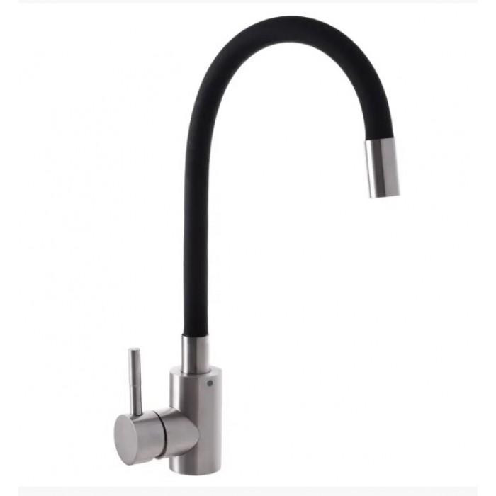 Смеситель для кухни MIXXUS SUS-011 REFLECTOR BLACK, с силиконовым гусаком, с нерж. стали, черный Харьков - изображение 1