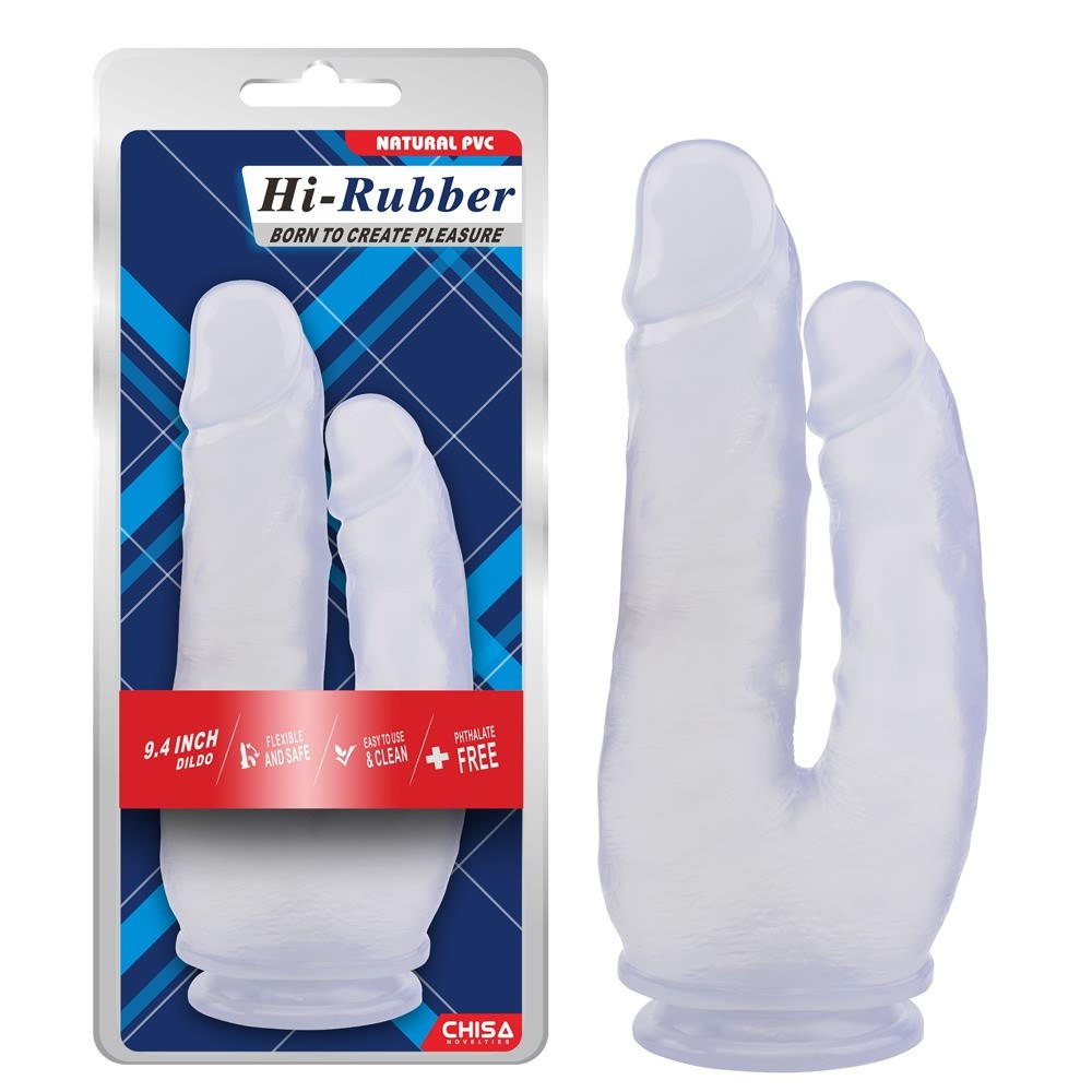Фаллоимитатор двойной на присоске Chisa Hi-Rubber, прозрачный Sex Aura Киев - изображение 2