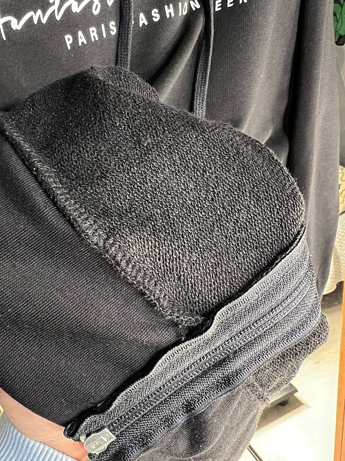 Худи женское Joggy 8072 оверсайз с капюшоном удлиненное с карманами и молнией черное, черный, L Одесса - изображение 8