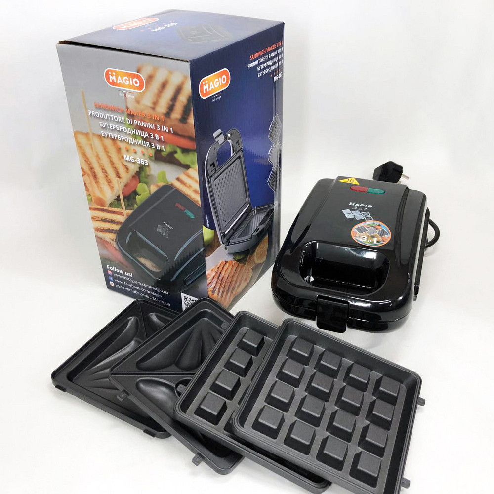 Электрический двухсторонний контактный гриль Magio MG-363 570 Вт, HP-693 Сендвичница бутербродов Киев - изображение 7