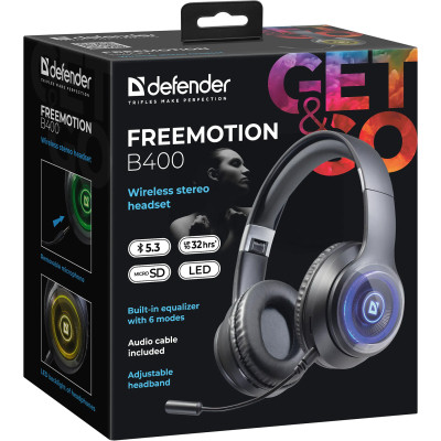 Навушники Defender FreeMotion B400 LED Bluetooth Black (63400) Вінниця - фото 8