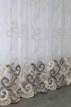 Тюль фатин, коленкції "Kort ADOR" з люрексовою ниткою колір золотистий з коричневим 1191т Київ