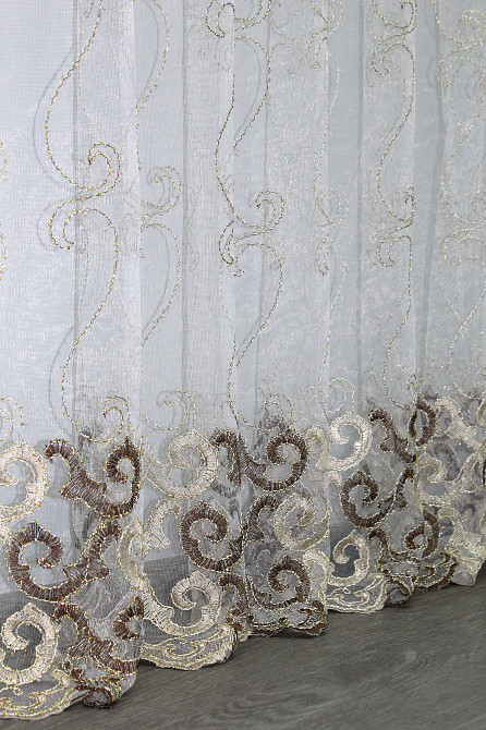 Тюль фатин, коленкції "Kort ADOR" з люрексовою ниткою колір золотистий з коричневим 1191т Київ - фото 6