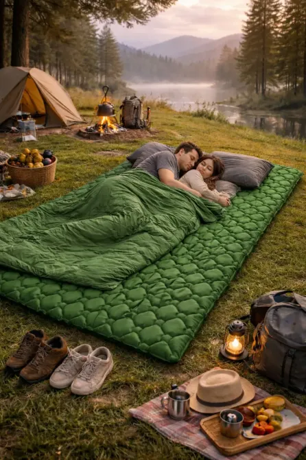 Матрас коврик надувной NMN-207 туристический с подушкой с чехлом 190 х 120 х 5 см Зелёный Коломыя - изображение 1