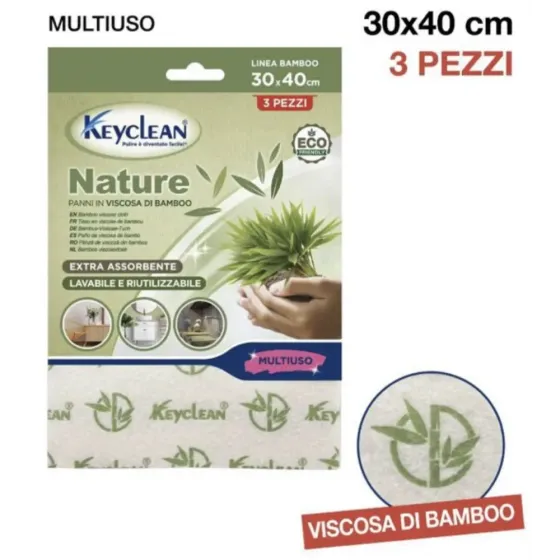 Бамбукові віскозні ганчірки для прибирання Keyclean Nature Panni In Viscosa Di Bamboo, 3 шт. Львів