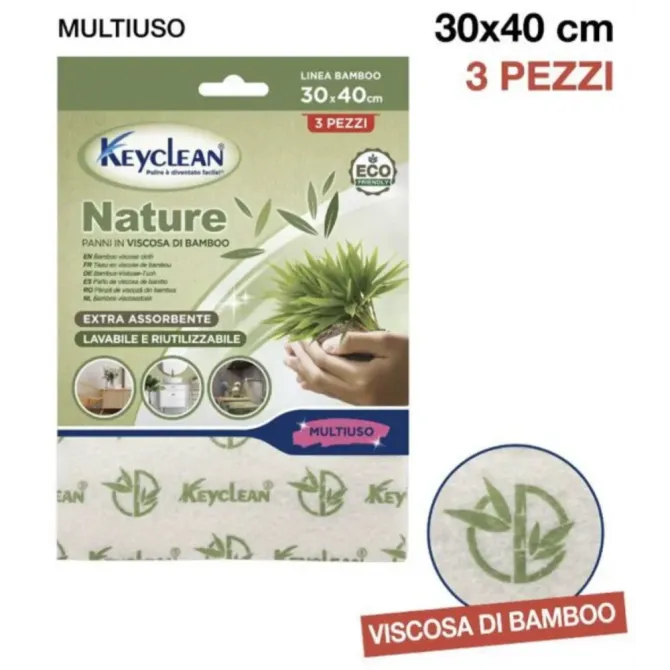 Бамбукові віскозні ганчірки для прибирання Keyclean Nature Panni In Viscosa Di Bamboo, 3 шт. Львів - фото 1