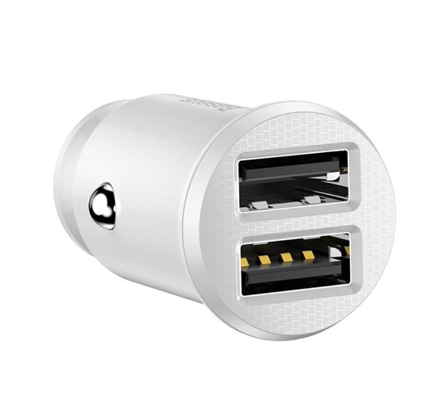Автомобільний зарядний пристрій BASEUS С8-K Grain Mini Smart Car Charger 3.1 A (Білий, два USB-порта) Миколаїв - фото 3