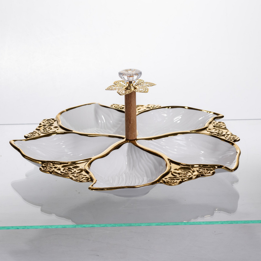 Yiwu Менажниця порцелянова на 5 секцій для закусок тарілка менажниця 30×30×13 (см) менажниця з Коломия - фото 2