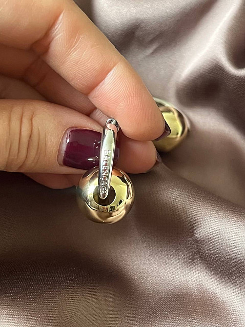 Сережки Balenciaga срібно-золотого кольору Одеса - фото 9